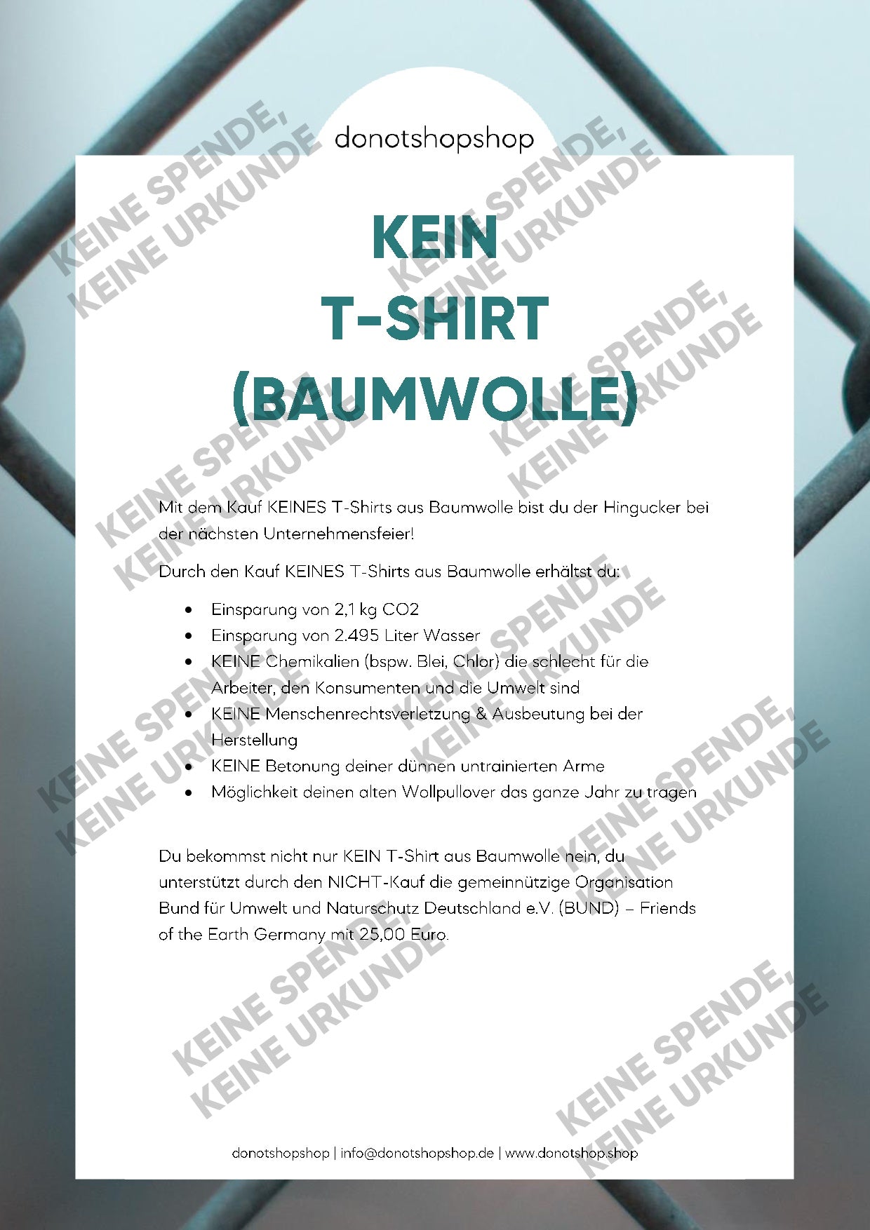 KEIN T-Shirt aus Baumwolle - donotshopshop